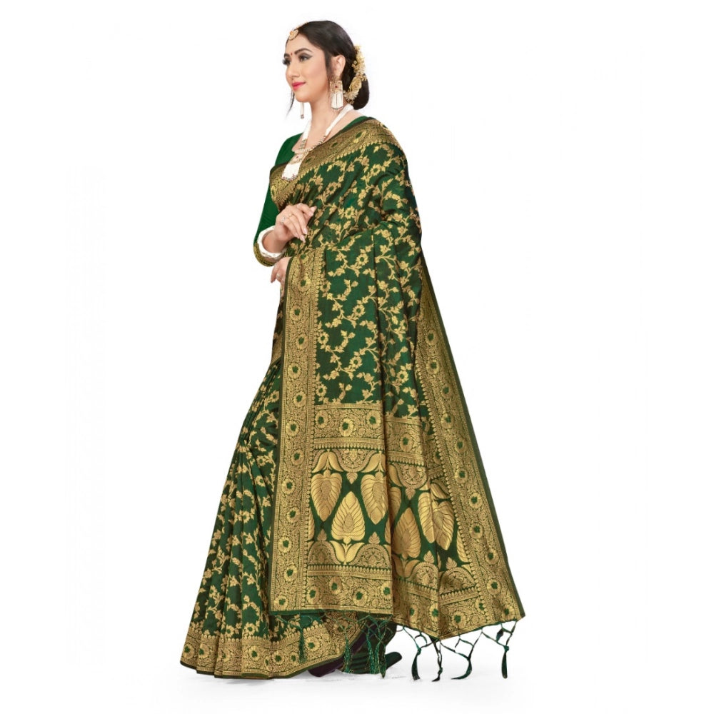 Banarasi Silk Saree with Blouse — Green (5-6m)