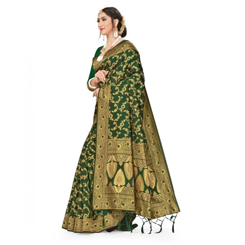 Banarasi Silk Saree with Blouse — Green (5-6m)