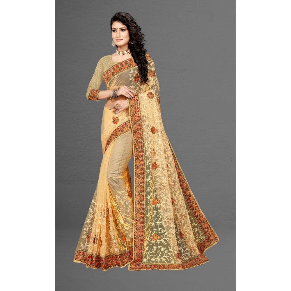 Net Saree with Blouse — Chiku (5-6m)
