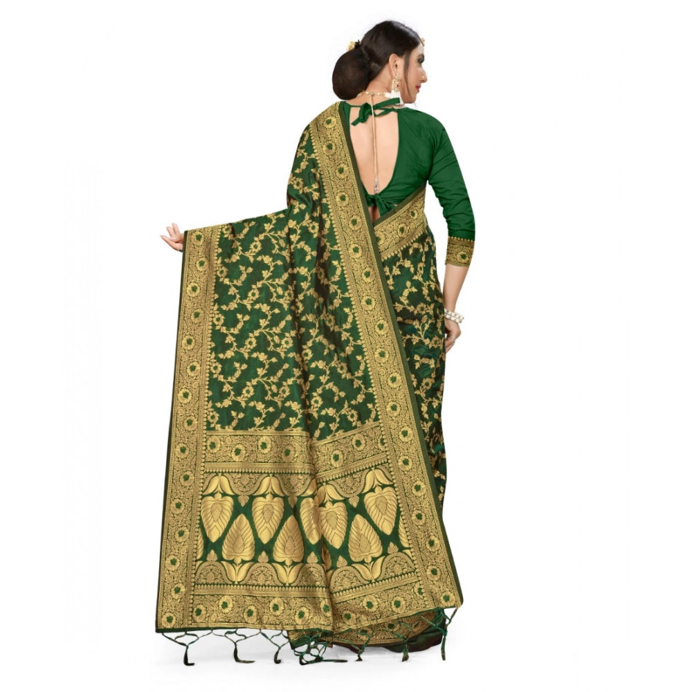 Banarasi Silk Saree with Blouse — Green (5-6m)