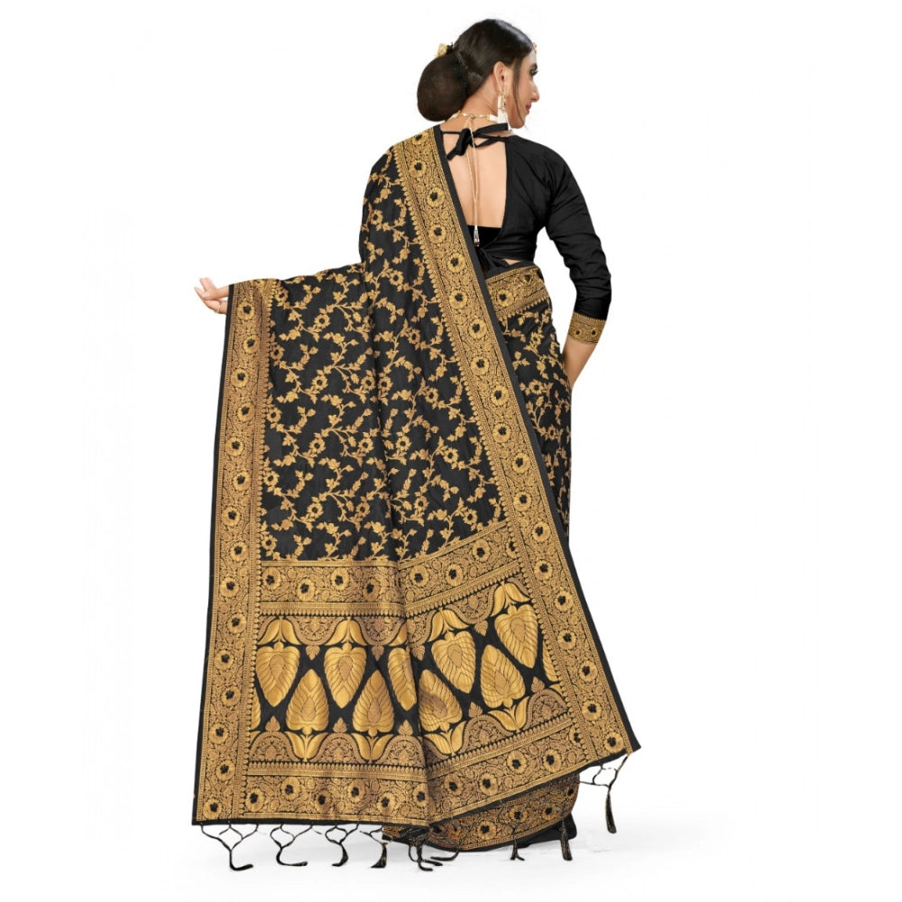 Banarasi Silk Saree with Blouse — Black (5-6m)