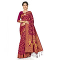 Banarasi Silk Saree with Blouse — Wine (5-6m)