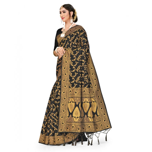 Banarasi Silk Saree with Blouse — Black (5-6m)