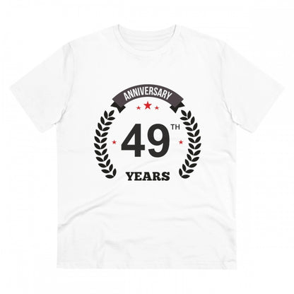 Generic Men's PC Cotton 49th Anniversary Printed T Shirt (Color: White, Thread Count: 180GSM)
