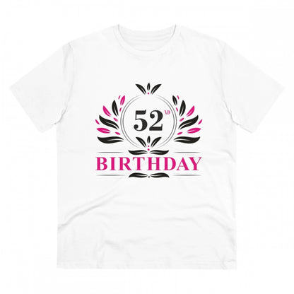 Generic Men's PC Cotton 52nd Birthday Printed T Shirt (Color: White, Thread Count: 180GSM)