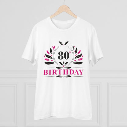 Generic Men's PC Cotton 80th Birthday Printed T Shirt (Color: White, Thread Count: 180GSM)