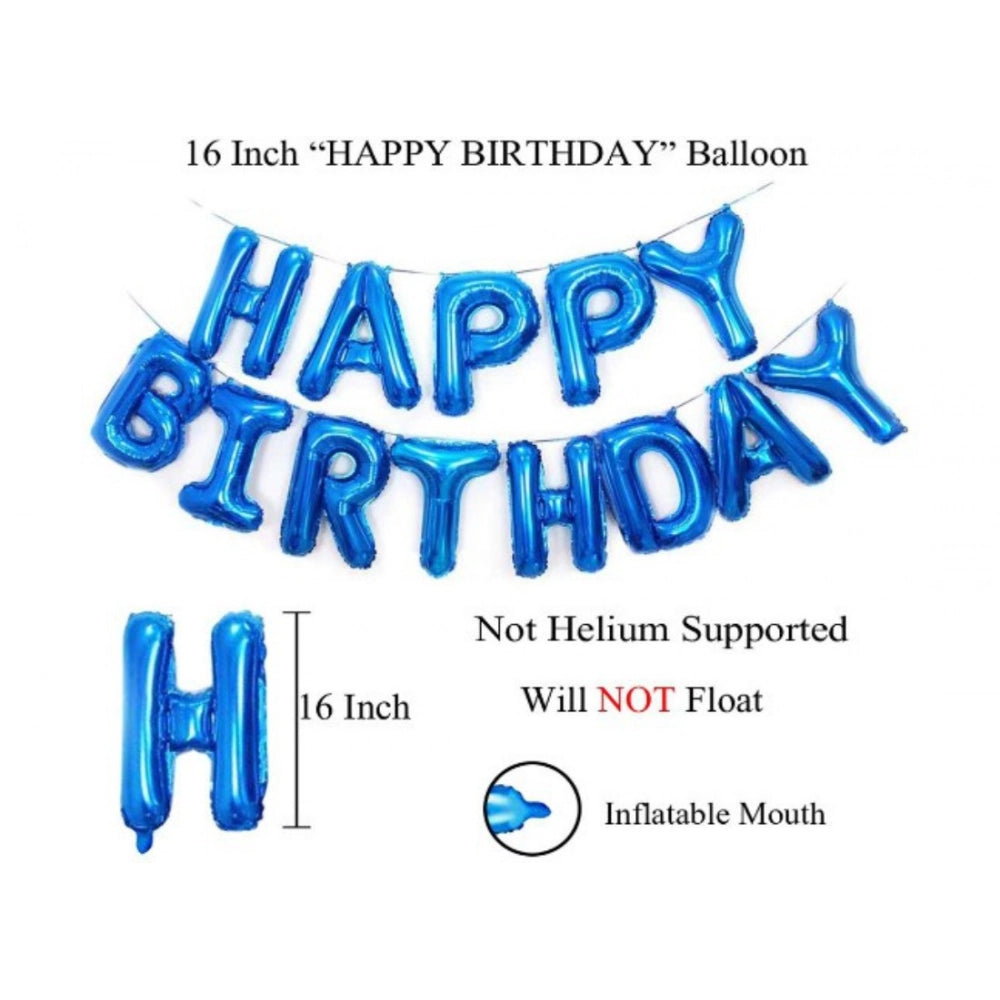 Generic 5Th Happy Birthday Decoration Combo With Foil And Star Balloons (Blue, Silver)