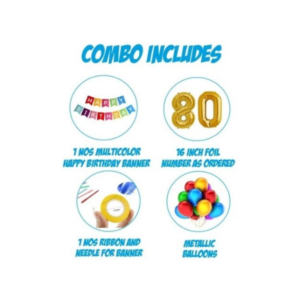 Generic 29Th Happy Birthday Decoration Combo With Multi Color Banner (Golden)