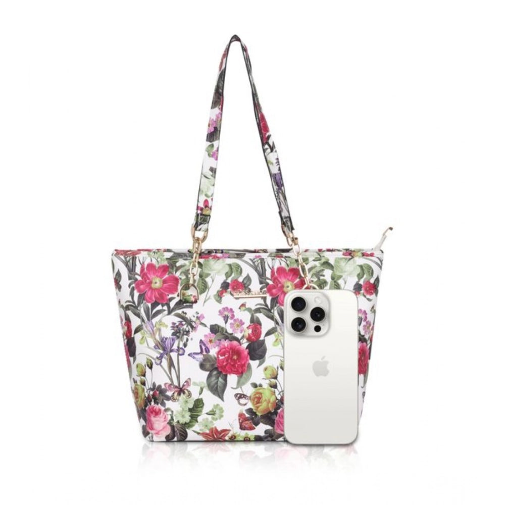 Printed Luxe Women’s Tote Bag – Faux Leather Multi-Colour Handbag