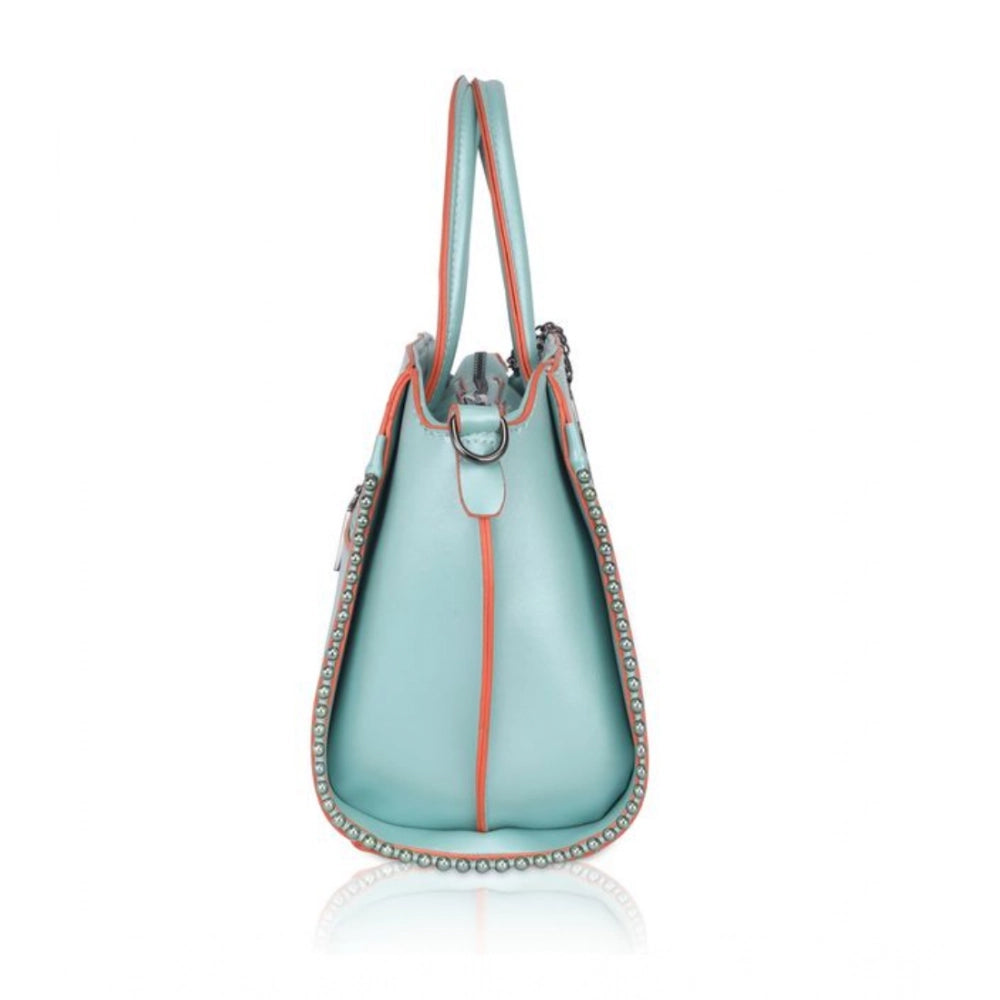 Women’s Faux Leather Beaded Handbag – Statement Style with Dual Handles