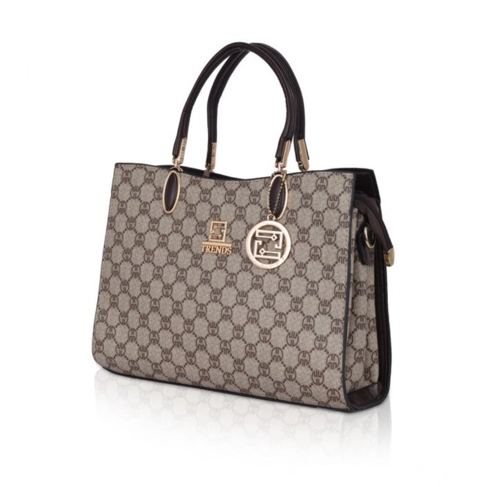 Silver Printed Faux Leather Handbag for Women – Elegant Everyday Carry