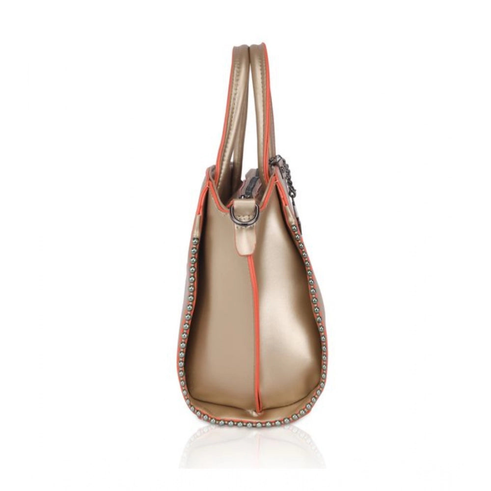 Women’s Faux Leather Beaded Handbag – Statement Style with Dual Handles