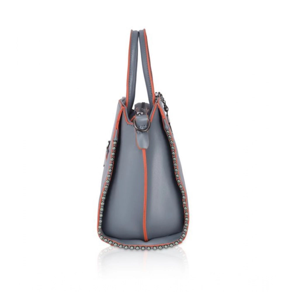 Women’s Faux Leather Beaded Handbag – Statement Style with Dual Handles