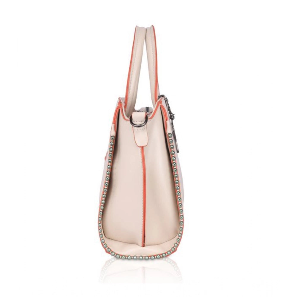 Women’s Faux Leather Beaded Handbag – Statement Style with Dual Handles