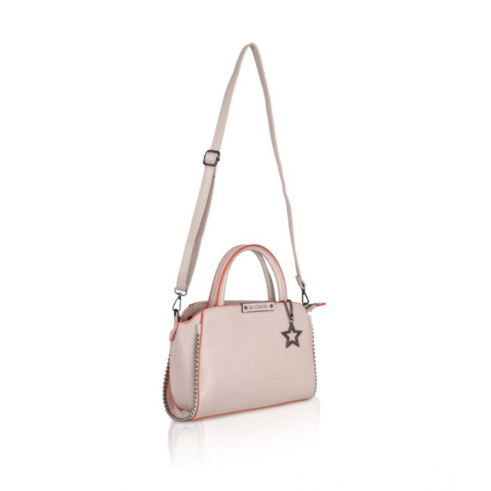 Women’s Faux Leather Beaded Handbag – Statement Style with Dual Handles
