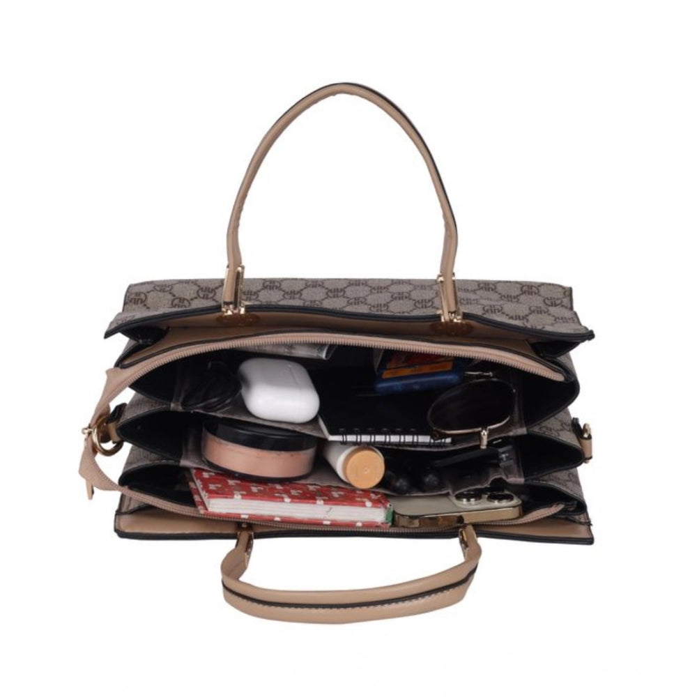 Silver Printed Faux Leather Handbag for Women – Elegant Everyday Carry