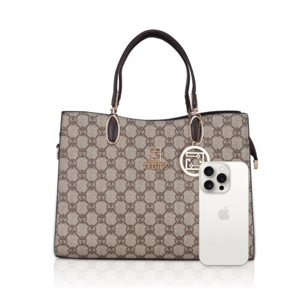 Silver Printed Faux Leather Handbag for Women – Elegant Everyday Carry