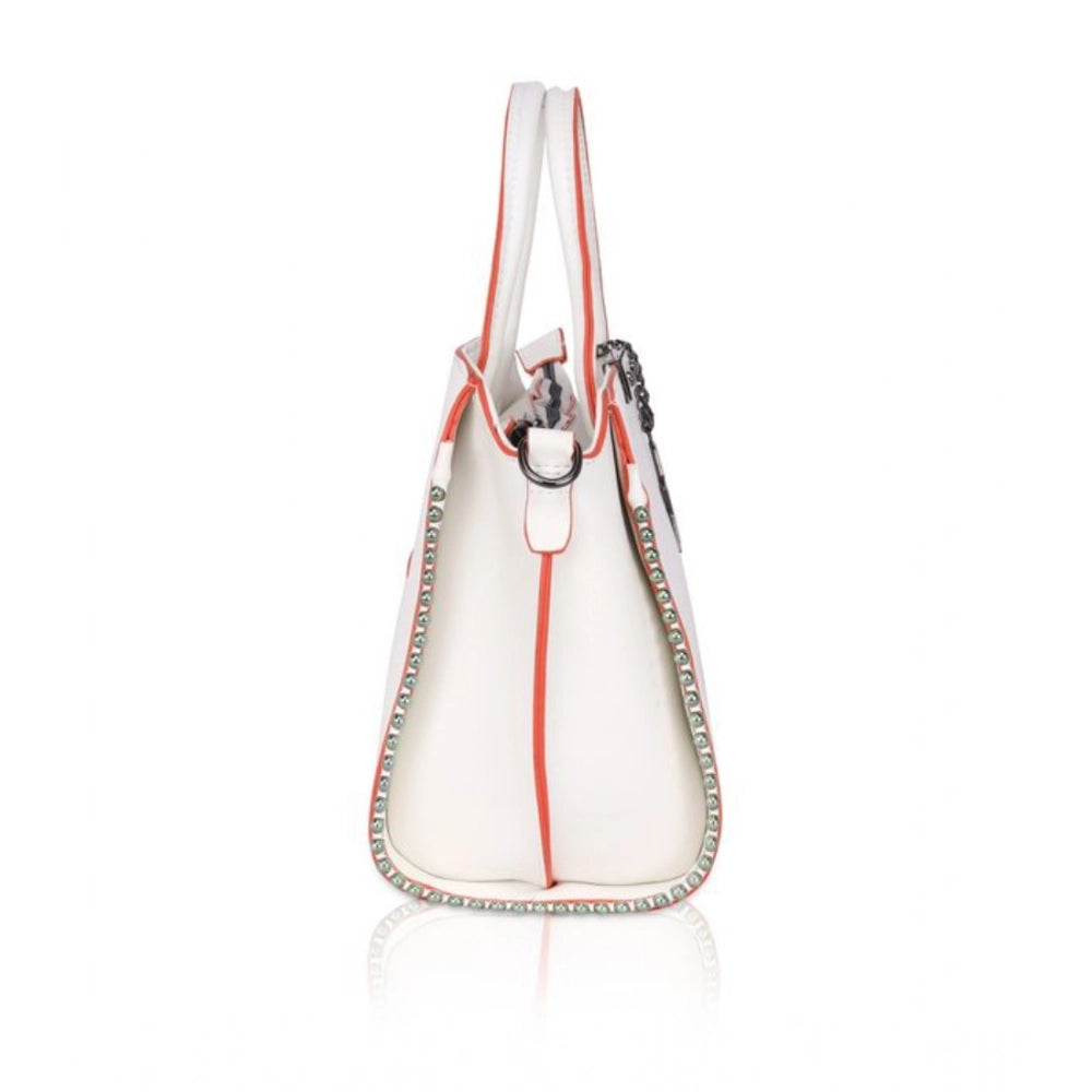 Women’s Faux Leather Beaded Handbag – Statement Style with Dual Handles