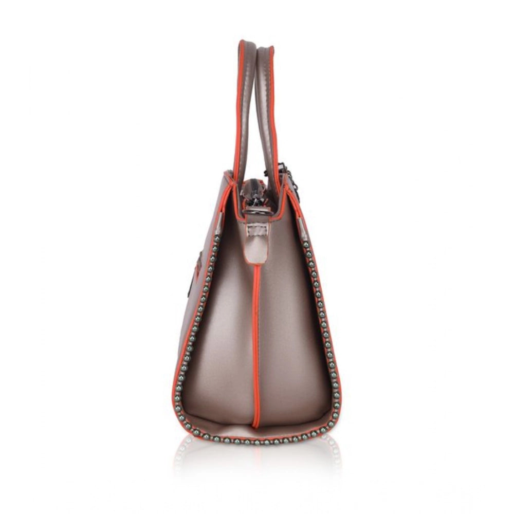 Women’s Faux Leather Beaded Handbag – Statement Style with Dual Handles