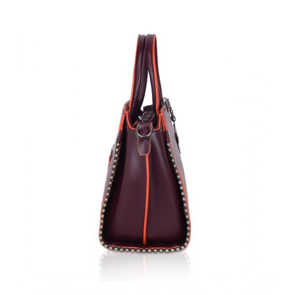Women’s Faux Leather Beaded Handbag – Statement Style with Dual Handles