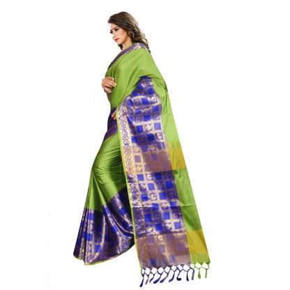 Generic Women's Jacquard Woven Saree With Unstitched Blouse 5.5Mtr (Green)