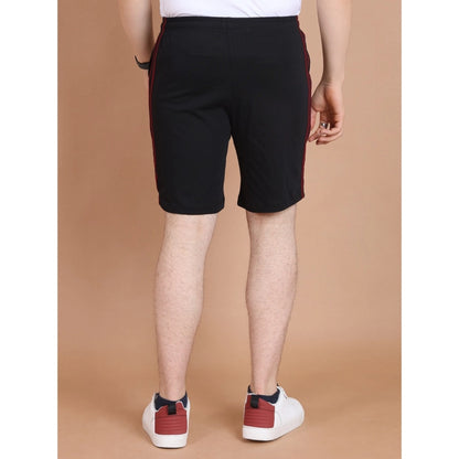 Generic Men's Casual Cotton Striped Above knee Shorts (Black)