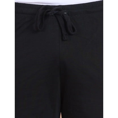 Generic Men's Casual Cotton Striped Above knee Shorts (Black)