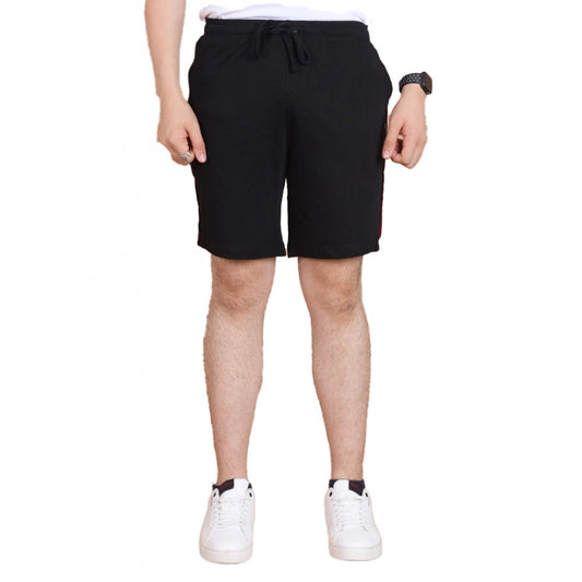 Generic Men's Casual Cotton Striped Above knee Shorts (Black)