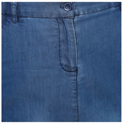 Generic Women's Denim Washed Buttoned Skirt (Blue)