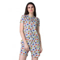 Generic Women's Cotton Blended Printed Round Neck Half Sleeve Top - Shorts Set (Grey)