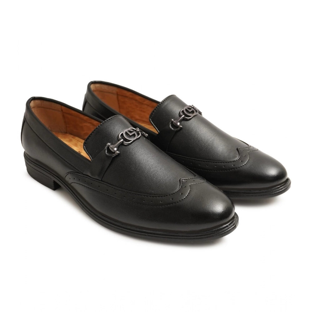 Generic Men's Casual Faux Leather Solid Slip-on Formal Shoes (Black)