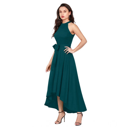 Generic Women's Polyster Solid Halter Neck Sleeveless Dress (Morpichh)