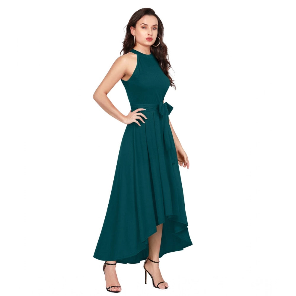 Generic Women's Polyster Solid Halter Neck Sleeveless Dress (Morpichh)