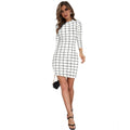 Generic Women's Polyester Solid High Neck Full Sleeve Dress (White)
