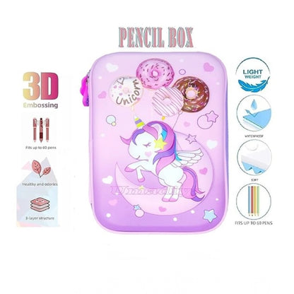 Generic Plastic Unicorn Embossed Cover Pencil Pouch, Kids, Pencil Box (Multicolor )
