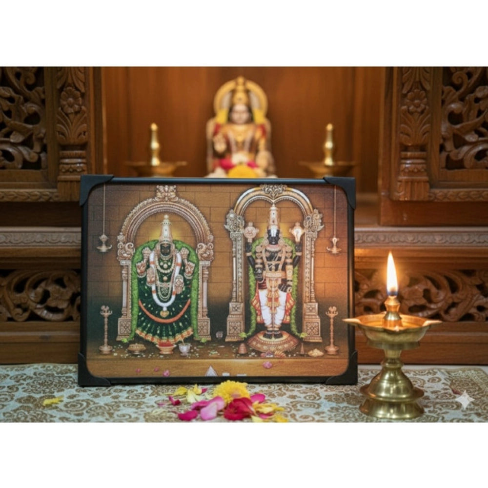 Generic Wooden Tirupati Balaji Padmavati Venkateshwara Swamy Table Top Devotional Player (Multicolor)
