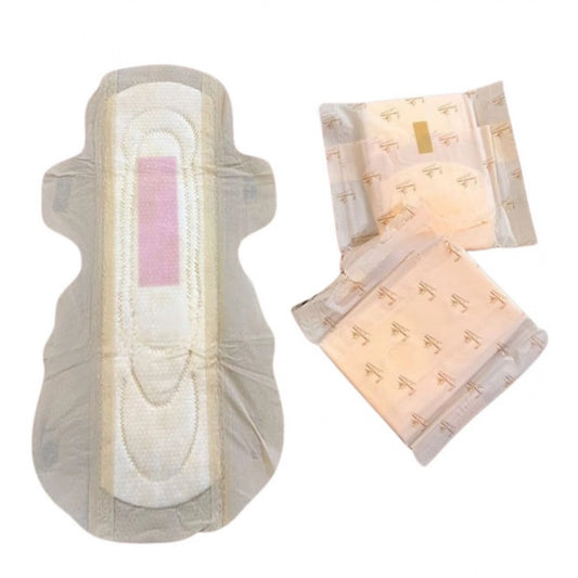 Generic Pack of_12 Pcs Cotton Bamboo Sanitary Pads with Wings (White, each pack_6 pads)