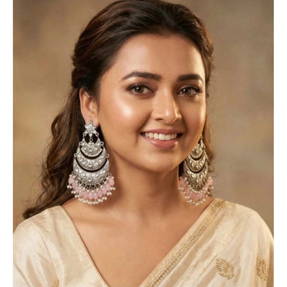 Generic Women's Zinc Alloy Gold Plated Chandbali Earrings (Multicolor)