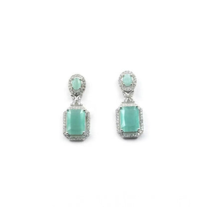 Generic Women's Brass Silver Plated Drop Earrings (Turquoise)