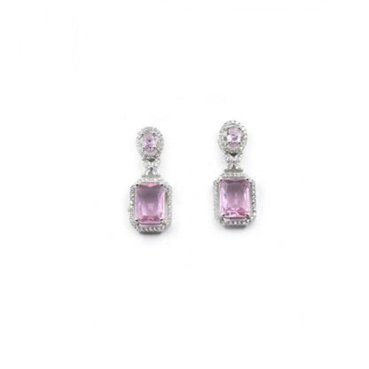 Generic Women's Brass Silver Plated Drop Earrings (Pink)