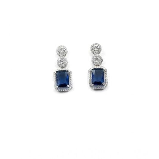 Generic Women's Brass Silver Plated Drop Earrings (Blue)
