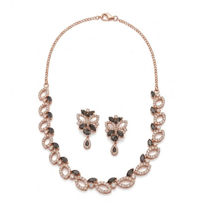 Generic Women's Brass Silver Plated Necklace set (Silver)
