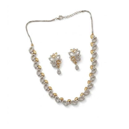 Generic Women's Brass Silver Plated Necklace set (Silver)