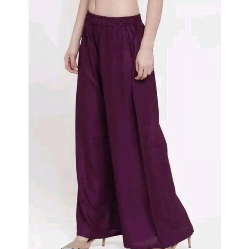 Generic Women's Casual Rayon Solid Ankle Length Palazzo (Purple, Free Size)
