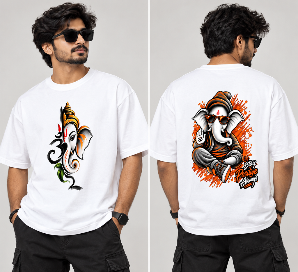 Premium Divine Vibes Oversized Standard Streetwear T-Shirt ( Front & Back Graphics )