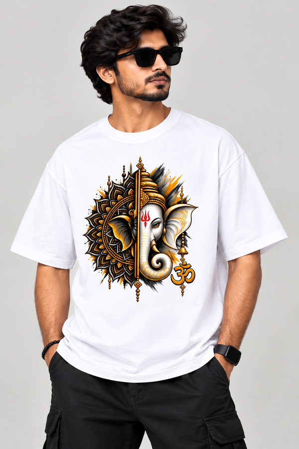 Premium Lord Ganesha  Oversized Standard T-Shirt - Unisex ( Front Print )