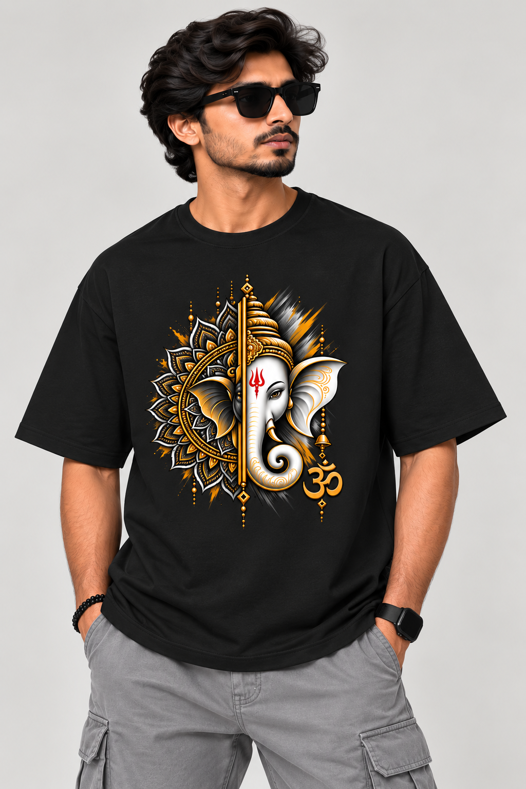 Premium Lord Ganesha  Oversized Standard T-Shirt - Unisex ( Front Print )