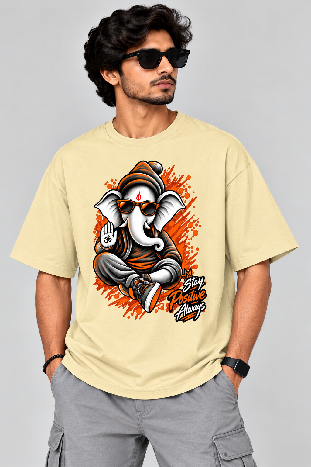 Premium  Ganesha Devine Vibe  Oversized Streetwear T-Shirt ( Front Print)