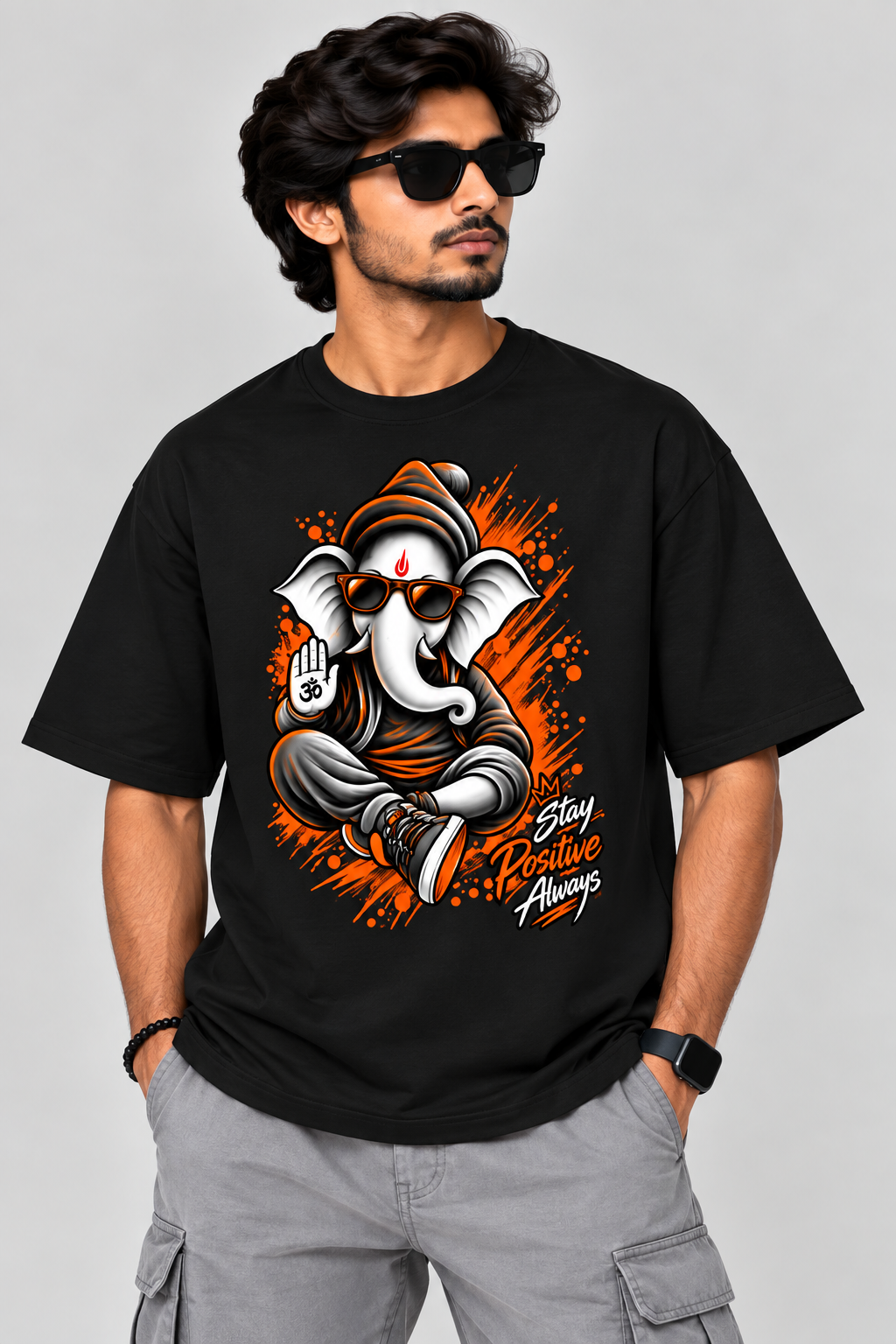 Premium  Ganesha Devine Vibe  Oversized Streetwear T-Shirt ( Front Print)