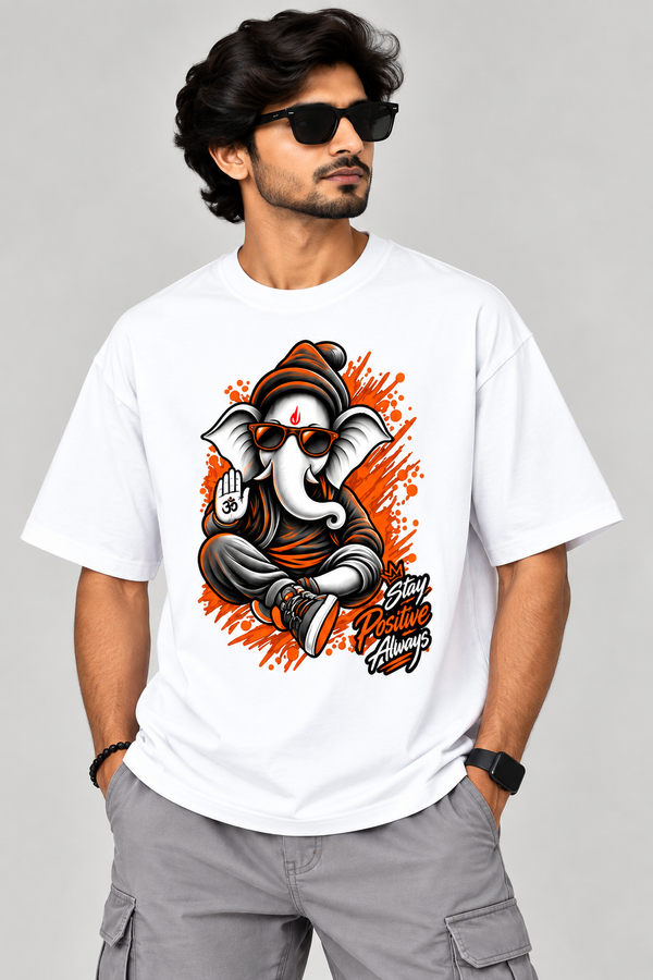 Premium  Ganesha Devine Vibe  Oversized Streetwear T-Shirt ( Front Print)